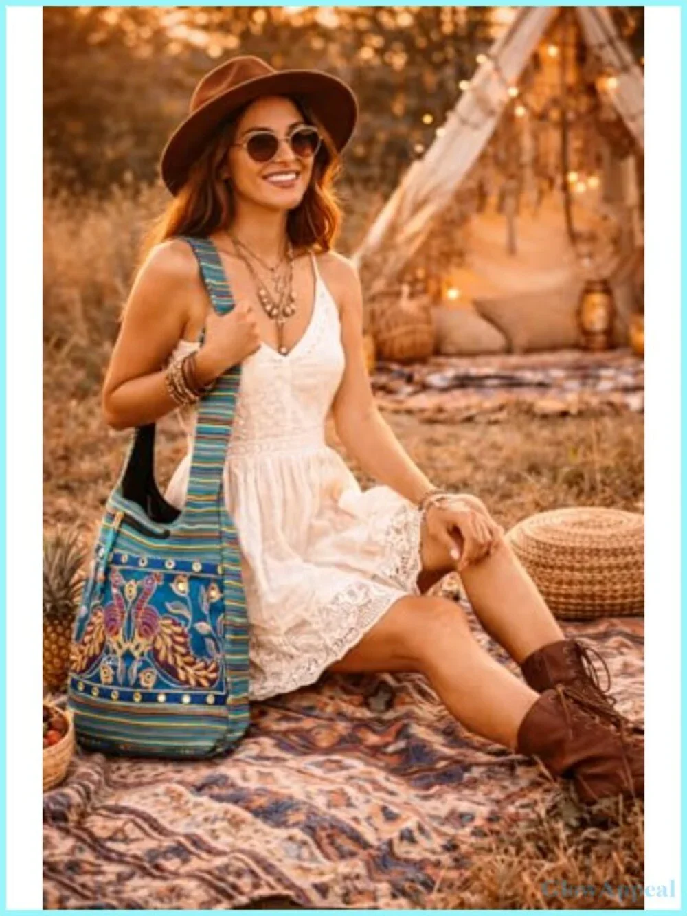 Handmade Woven Cotton Jacquard Hobo Shoulder Bag Large Everyday